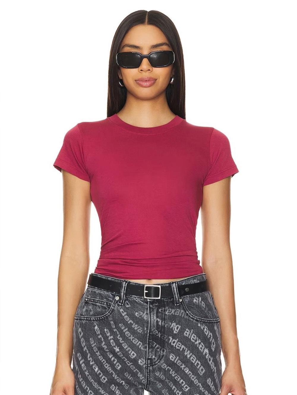 LA MADE Crew Neck Tee Muted Red Berry Maroon 100% Cotton Basic Everyday Casual
